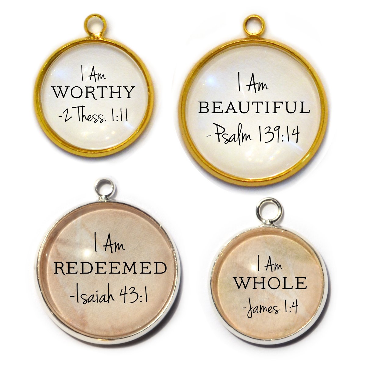 I AM Affirmations – Glass Scripture Charms for Jewelry Making