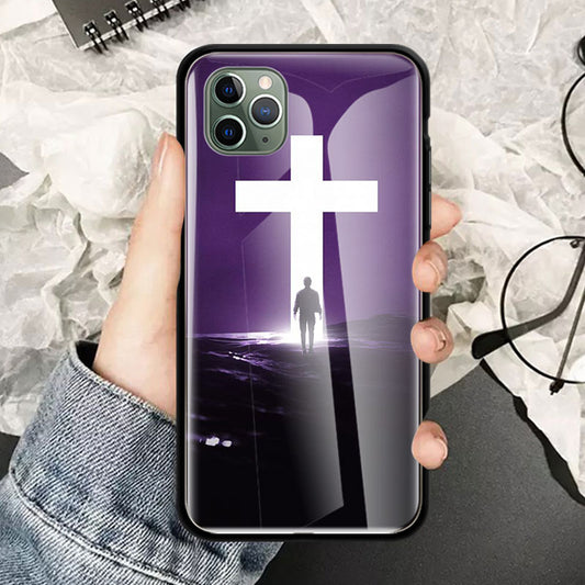 Purple and white cross phone case