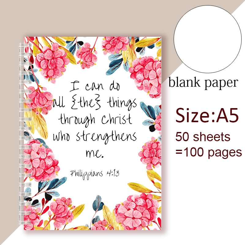 Philippians 4:13 Quote - I Can Do All Things Through Christ Who Strength Me - Spiral Notebook