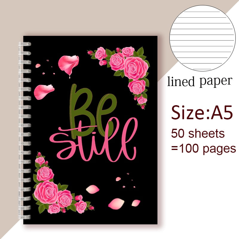 Spiral Notebook Christian Quote Bible Note Book - Be Still