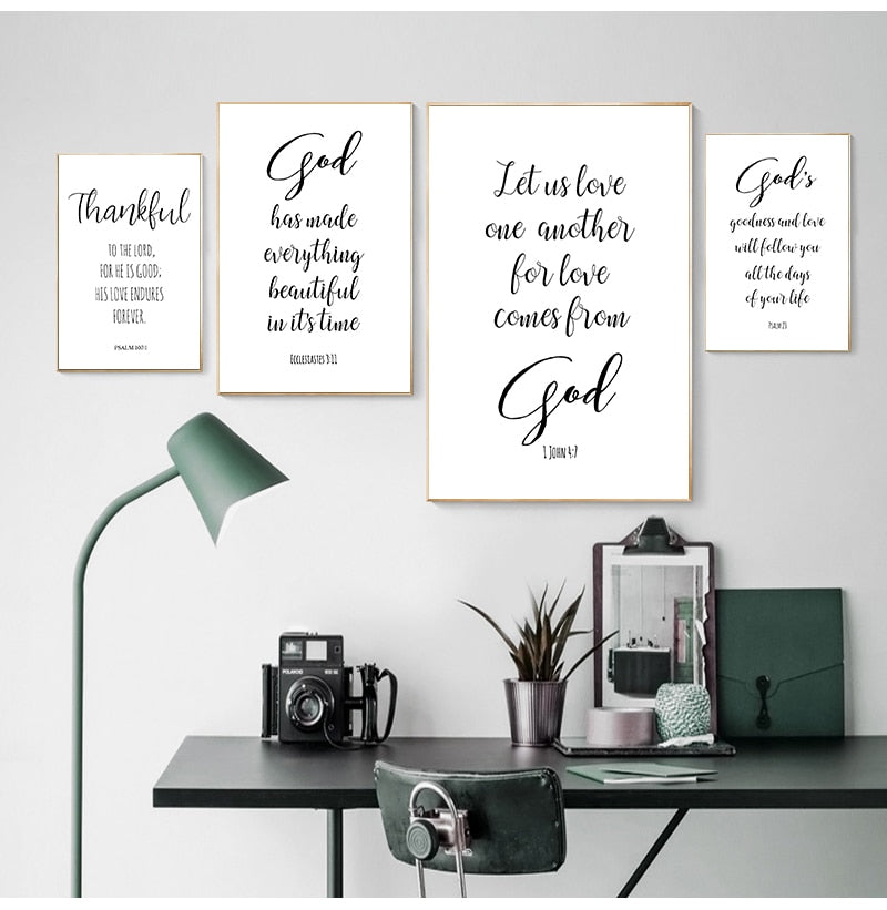 Bible Verse Typography Christian Wall Art Canvas Painting Poster ...