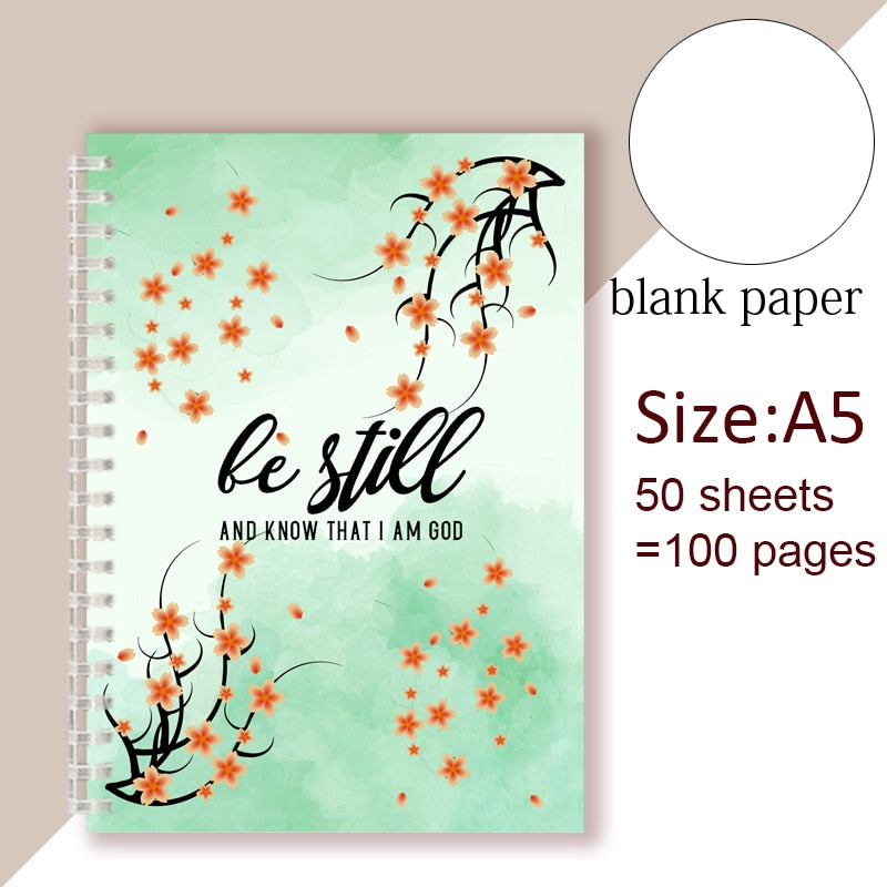 Spiral Notebook Christian Quote Bible Note Book - Be Still