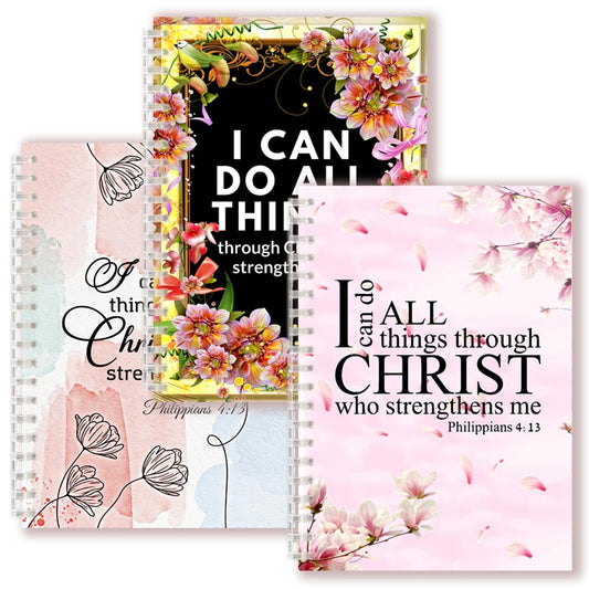 Philippians 4:13 Quote - I Can Do All Things Through Christ Who Strength Me - Spiral Notebook