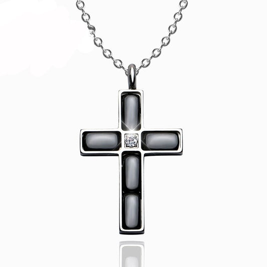 New Elegant Cubic Zircon Cross Ceramic Necklaces Pendants