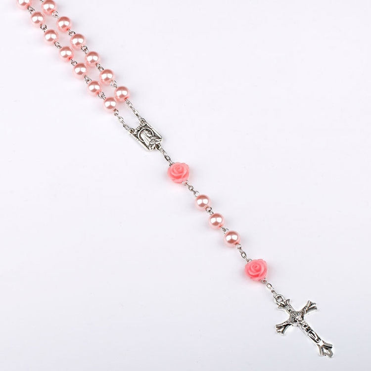 Pink Catholic Religious Women Christian Virgin Mary Rosary