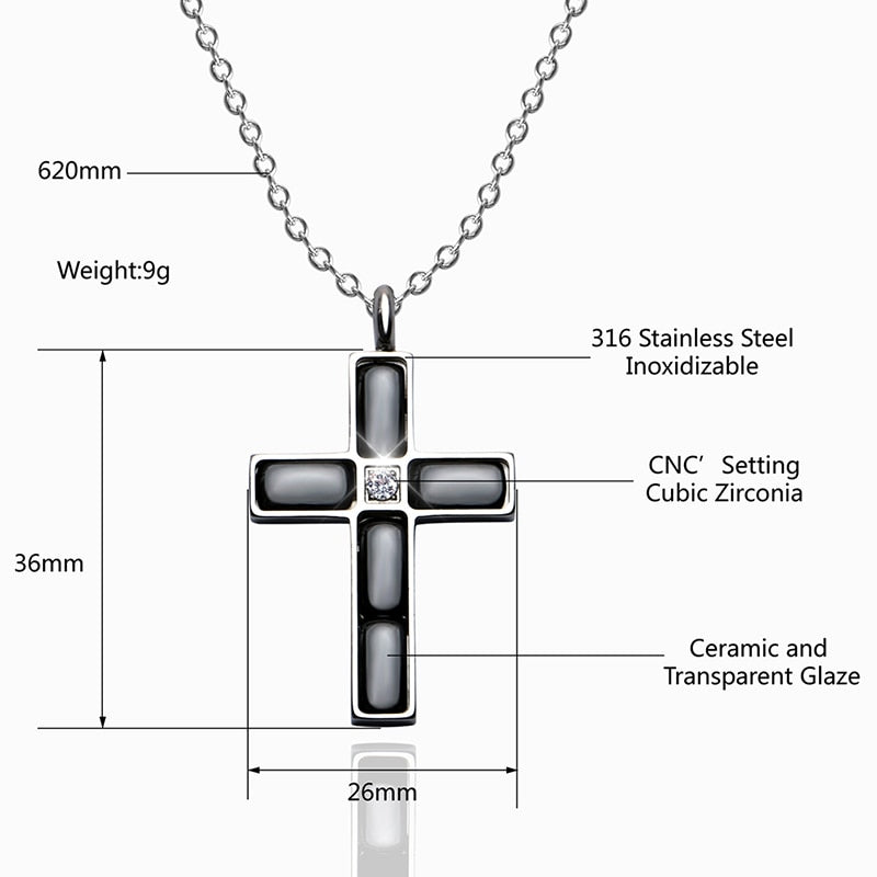 New Elegant Cubic Zircon Cross Ceramic Necklaces Pendants