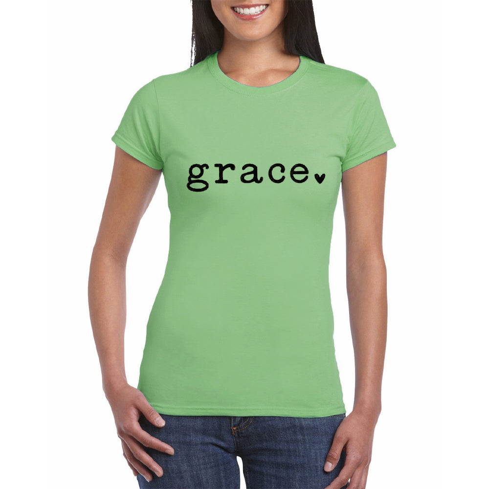 Grace Love Heart Printed Women T Shirts