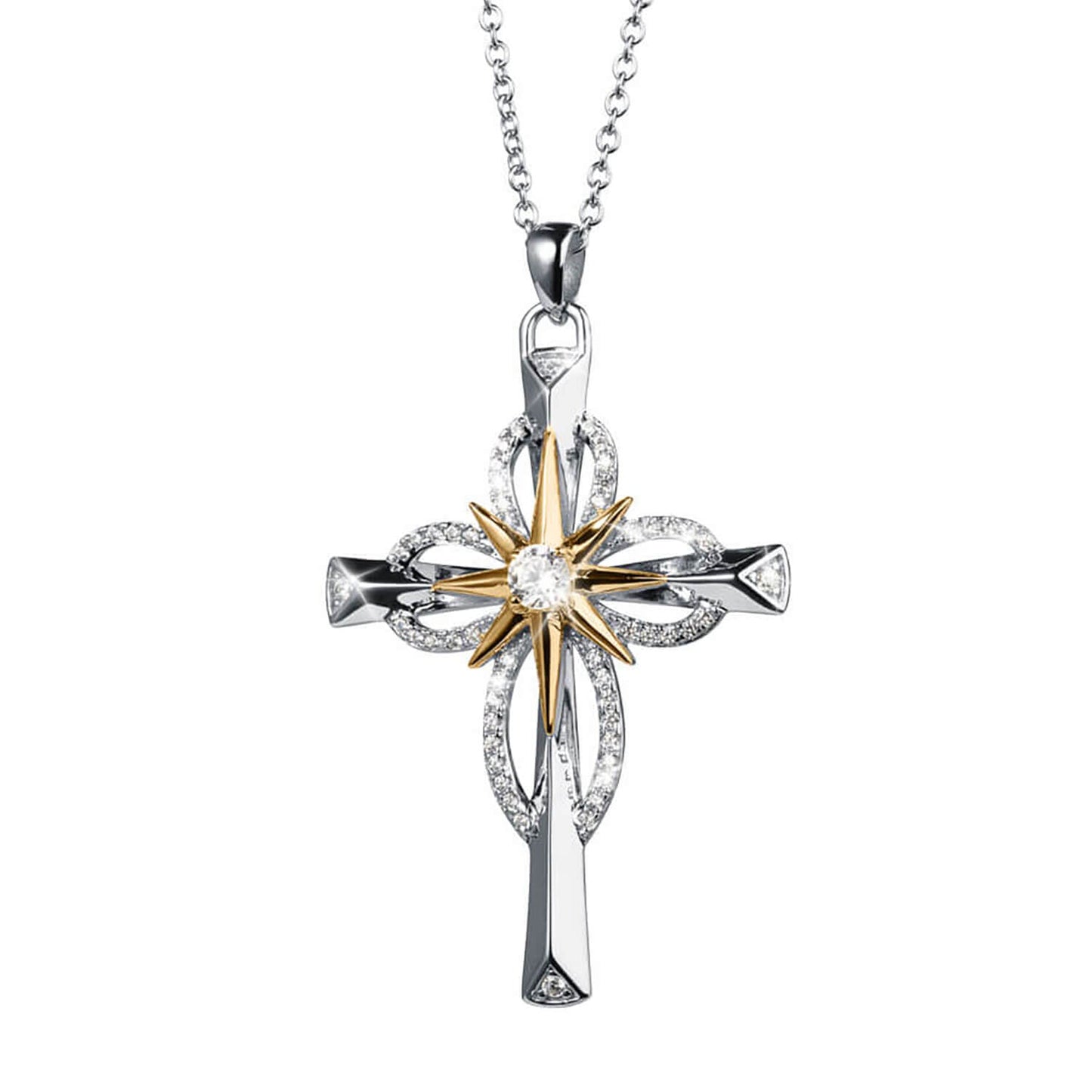 Star Cross Necklace for Women Crystal