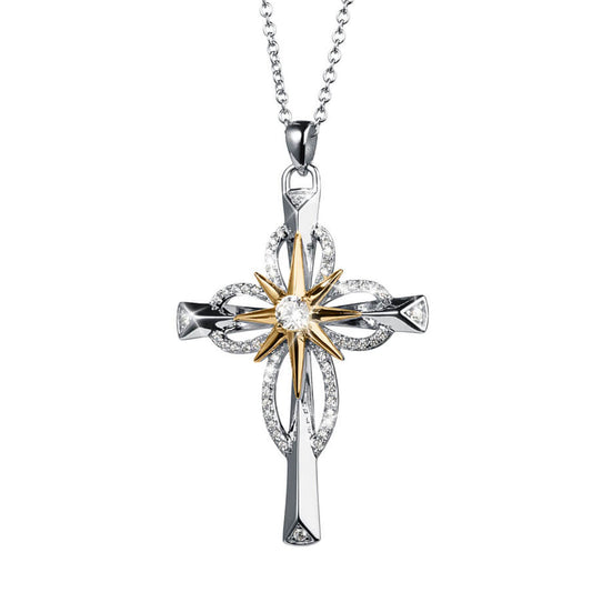 Star Cross Necklace for Women Crystal