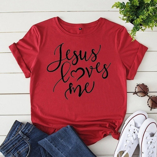 Jesus Love Me Letter Print T Shirt