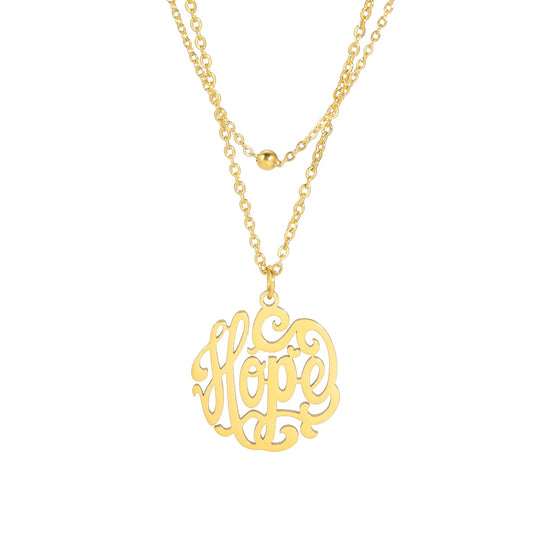 Hollow Faith Hope Letter Pendant Necklace
