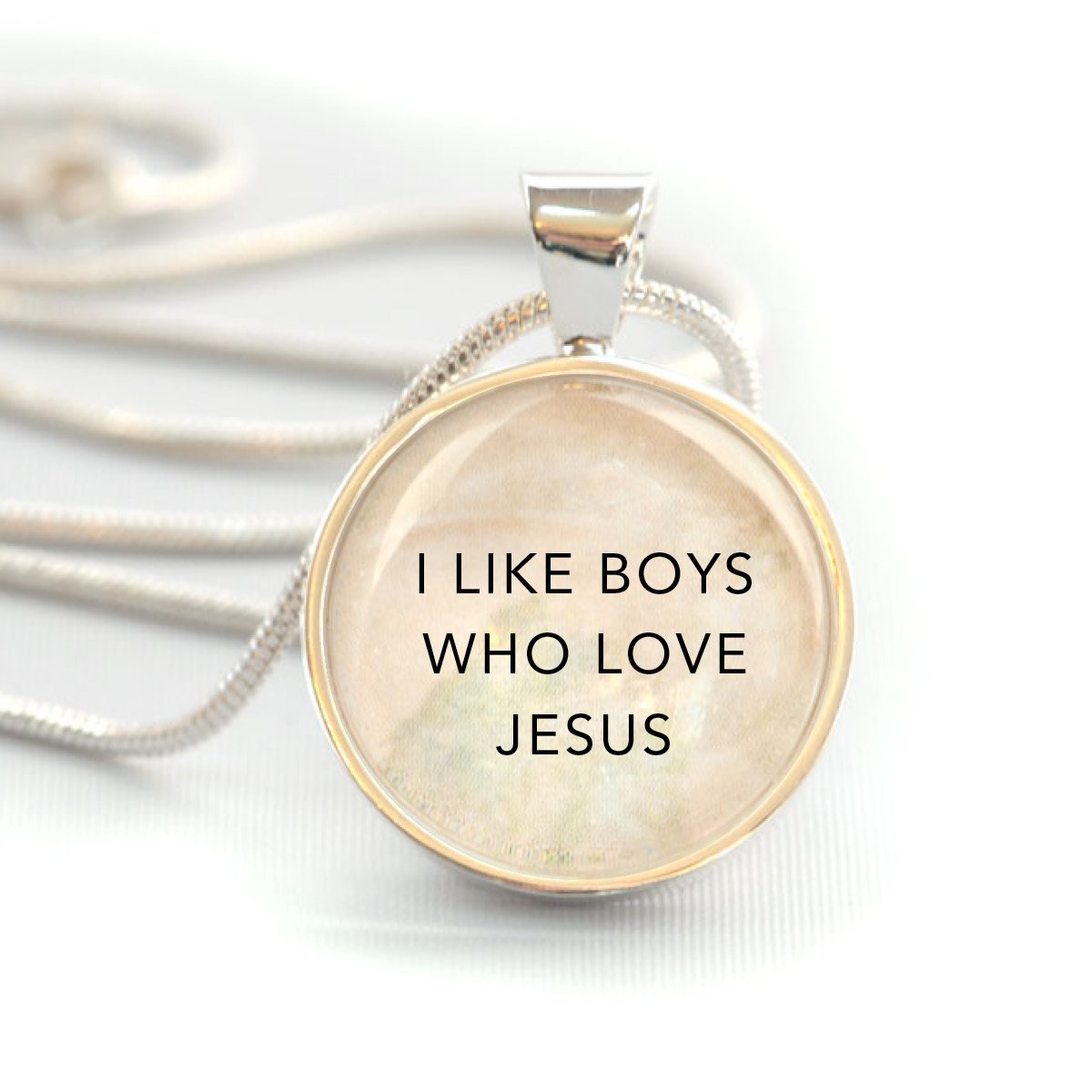 "I Like Boys Who Love Jesus" Silver-Plated Christian Girls Pendant
