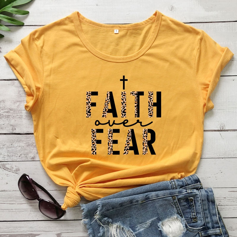Faith Over Fear Jesus Cross Woman T Shirt