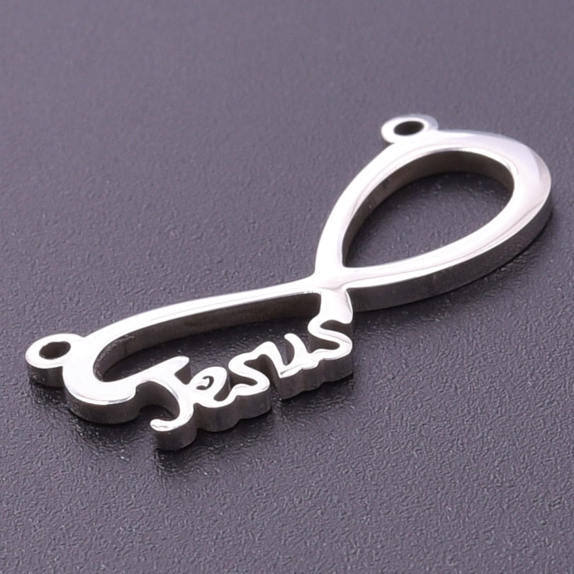 I Love Jesus Symbol Heart Cross Silver Pendants